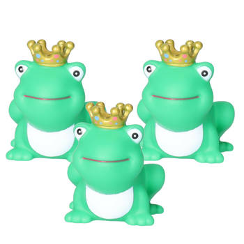 Rubber badeendje/kikker koning - 3x - Classic groen - badkamer fun artikelen - size 5 cm - kunststof - Badeendjes