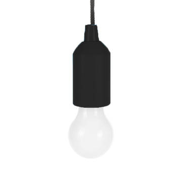 Treklamp LED licht - kunststof - zwart - 15 cm - met koord van 90 cm - Hanglampen