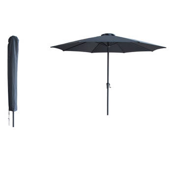 Kopu® Madrid 350 cm Grote Parasol Rond met Beschermhoes - Grijs