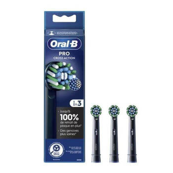 Oral-B Pro Cross Action zwarte opzetborstels - 3 stuks