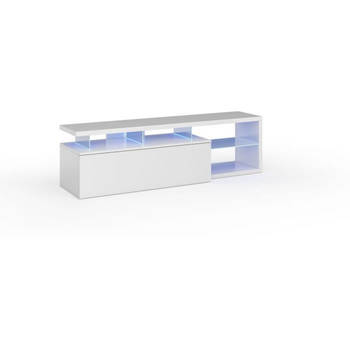 LEDD TV-meubel met moderne witte LED en glazen planken - L 150 cm