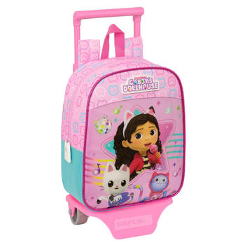 Schoolrugzak met Wielen Gabby's Dollhouse Party Roze 22 x 27 x 10 cm