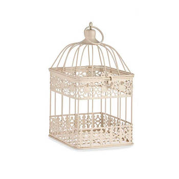 Arte R Home decoratie vogelkooi - draad metaal - beige - 15 x 29 cm - Deco vogelkooien