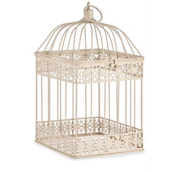 Arte R Home decoratie vogelkooi - draad metaal - beige - 18 x 35 cm - Deco vogelkooien