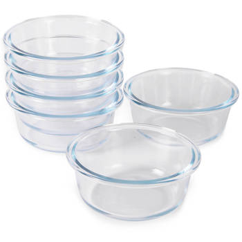 HGMD Ovenschalen Set - 6 Stuks - 370ML - Glas - Rond - Ovenschaaltjes 1 persoon - Vaatwasserbestendig