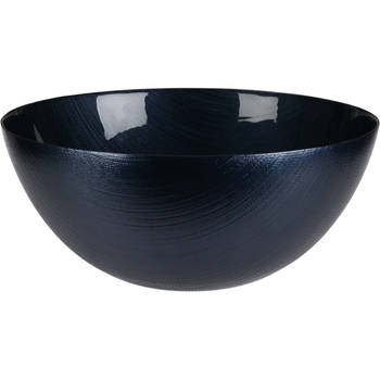 Excellent Houseware Serveerschaal/saladeschaal - decoratie schaal - donker blauw - glas - 28 x 12 cm - Saladeschalen