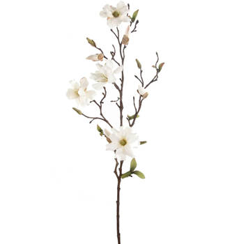 Emerald Kunstbloem Magnolia tak - 75 cm - creme - Kunst zijdebloemen - Kunstbloemen