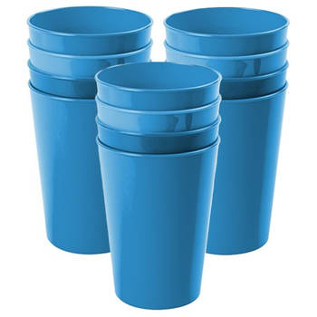 Hega Hogar Onbreekbare drinkglazen - 12x stuks - kunststof - blauw - 300 ml - camping/kinderen - Drinkglazen