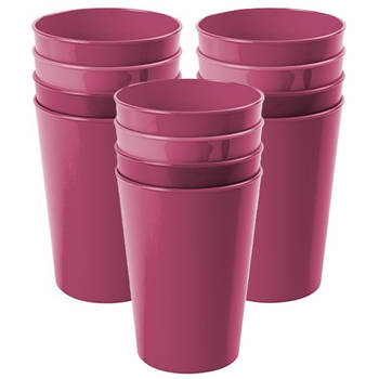 Hega Hogar Onbreekbare drinkglazen - 12x stuks - kunststof - fuchsia roze - 300 ml - camping/kinderen - Drinkglazen