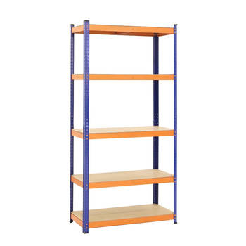 Stellingkast / Magazijnstelling - Blauw/Oranje - 5 planken