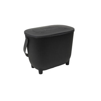 EDA compost design emmer met deksel en filter 10 liter Zwart/Antraciet