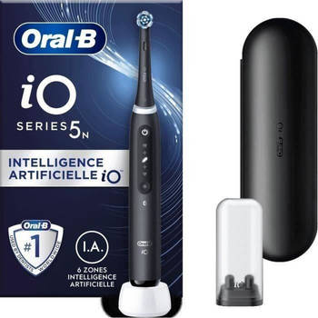 ORAL-B iO5 connected elektrische tandenborstel - Bluetooth - 1 opzetborstel en 1 reisetui - Zwart