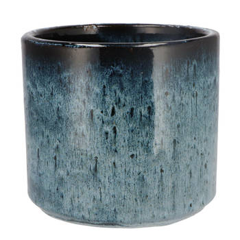 DK Design Bloempot model Blue Glaze - blauw - D18 x H20 cm - ombre - Plantenpotten