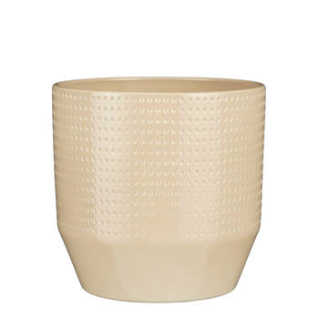 Mica Decorations Bloempot Nola - beige - D24 x H22 cm - relief dots - Plantenpotten