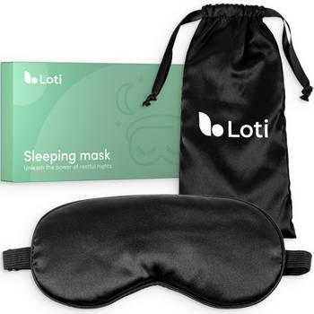 Loti Premium Zijden Slaapmasker + Opbergzakje - 100% Verduisterend Oogmasker – Zwart