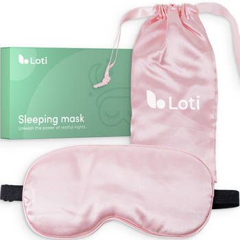 Loti Premium Zijden Slaapmasker + Opbergzakje - 100% Verduisterend Oogmasker – Roze