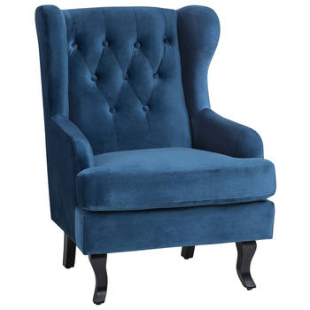 Beliani ALTA - Fauteuil-Blauw-Fluweel