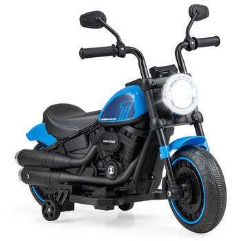 Costway Elektrische Motorfiets Chopper voor Kinderen 6V 1,5-2,5 km/u Blauw - Accuvoertuig