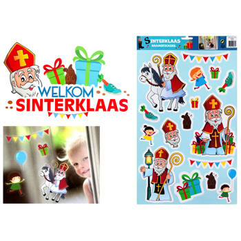 Sinterklaas - Statische Raamstickers - Herbruikbaar - 2 grote vellen met 16 Stickers