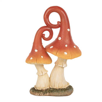 Clayre & Eef Decoratie Beeld Paddenstoel 17 cm Rood Beige Kunststof Rood