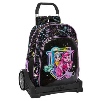 Schoolrugzak met Wielen Monster High Zwart 33 x 42 x 14 cm