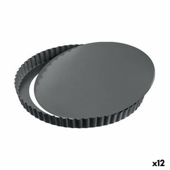 Springvorm Pan Quttin Zwart Koolstofstaal 24 x 2,8 cm (12 Stuks)