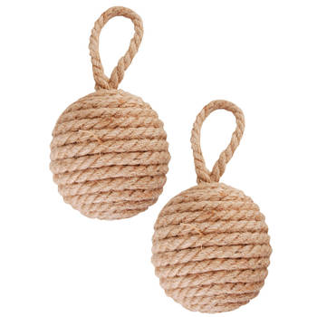 Esschert design deurstopper knoop - 2x - 1.7 kilo - jute - 14 x 14 cm - Deurstoppers