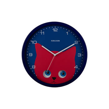 Karlsson - Wandklok Peekaboo Cat - Donkerblauw- Ø30,8cm