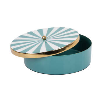 Present Time - Opbergbox Candy Swirl Rond Large - Turquoise blue & white