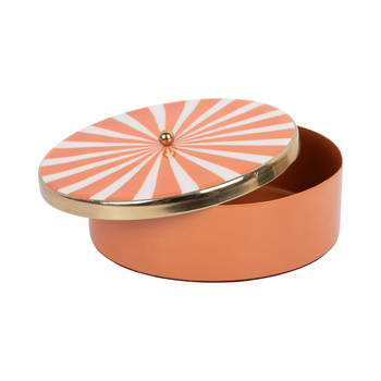 Present Time - Opbergbox Candy Swirl Rond Large - Bright orange & white