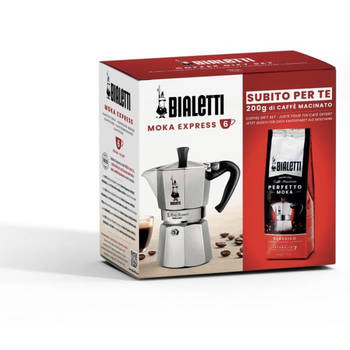 Italiaans koffiezetapparaat + 1 Coffee Perfetto Moka Classico - BIALETTI - MOKA - 6 kopjes - 0,30 L - Pak van 250 g - Zi