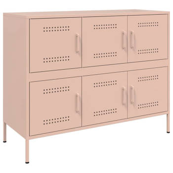 vidaXL Dressoir 100,5x39x79 cm staal roze