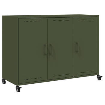 vidaXL Dressoir 100,5x39x72 cm koudgewalst staal olijfgroen