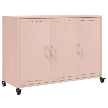 vidaXL Dressoir 100,5x39x72 cm koudgewalst staal roze