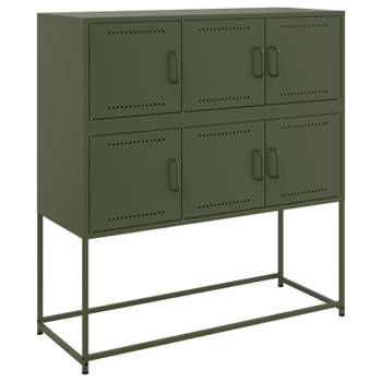 vidaXL Dressoir 100,5x39x107 cm staal olijfgroen