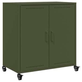 vidaXL Dressoir 68,5x39x72 cm staal olijfgroen