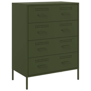 vidaXL Dressoir 68x39x89 cm staal olijfgroen