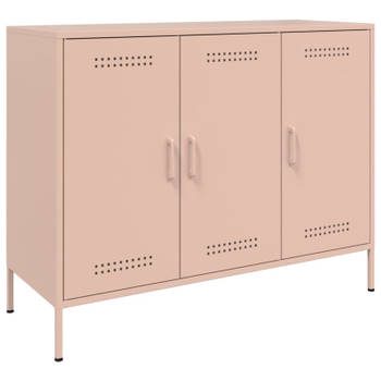 vidaXL Dressoir 100,5x39x79 cm staal roze