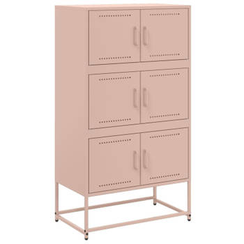 vidaXL Dressoir 68,5x38,5x123,5 cm staal roze