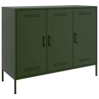 vidaXL Dressoir 100,5x39x79 cm staal olijfgroen