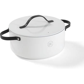 BE Living Braadpan met Deksel - Ø 28 cm - PFAS vrije Kookpan inductie - Geschikt voor alle warmtebronnen - Wit