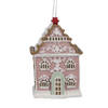 Clayre & Eef Kersthanger Gingerbread house 6x4x9 cm Roze Kunststof Kerstboomversiering Roze Kerstboomversiering