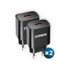 2 x Donrox Charge A201 - USB Adapter Universeel - Slimme Universele Oplader USB - Quick Charge 3.0 Technologie - 18 Watt