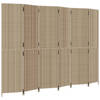 vidaXL Kamerscherm 6 panelen poly rattan beige