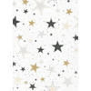 Kerst placemats airlaidpapier wit met sterren - 30 x 40 cm - set 24 stuks