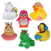 Rubber badeendjes/dieren mix - 6x stuks - badkamer fun artikelen - size 5 cm - kunststof - Badeendjes