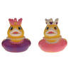 Badeendjes prinses - rubber - 2 stuks - roze en paars - 5 cm - bad speelgoed - Badeendjes