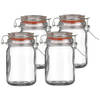 Urban Living Voorraadpot/bewaarpot - 4x - 250 ml - glas - met beugelsluiting - D7 x H12 cm - Voorraadpot