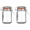 Urban Living Voorraadpot/bewaarpot - 2x - 250 ml - glas - met beugelsluiting - D7 x H12 cm - Voorraadpot