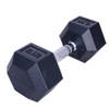 Dumbbell hexagon - zwart rubber - 12.5 kg